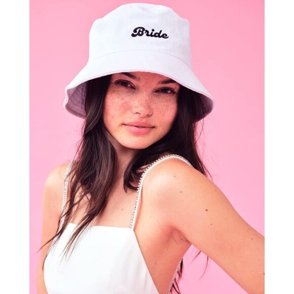 🆕Women White Cotton Bucket Hat Bridal Shower Engagement Party Accessory - Picture 7 of 9